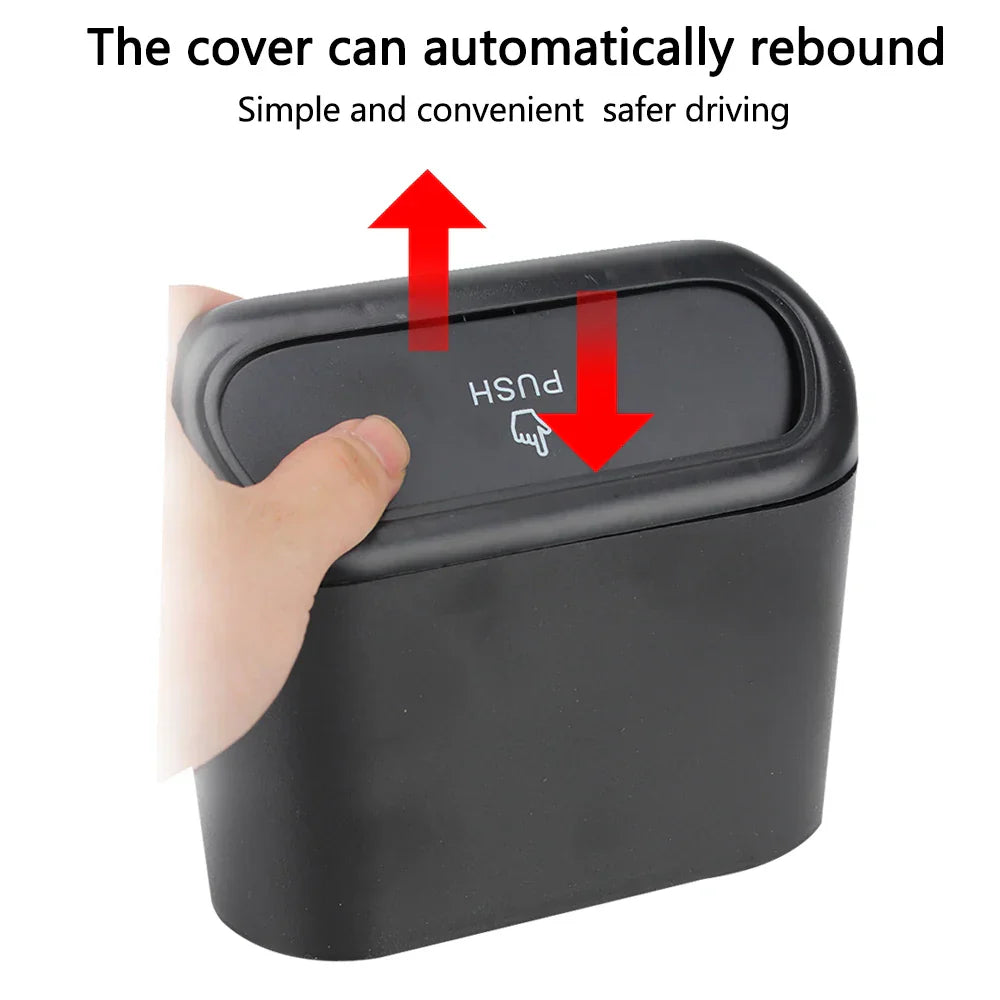 1L Car Interior Storage Case Trash Bin Push Can Mini Tray Dustbin Garbage Box Door Seat Clip Stand Holder Automotive Accessories