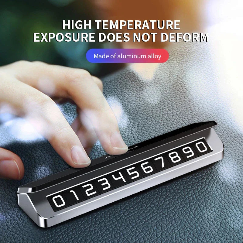 Metal Car Temporary Parking Card Rotate Phone Number Plate Aluminum Stickers Park Stop In Car-styling Auto Accessories