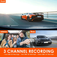 Vantrue N4 3 Channel 4K Dash Cam for Cars, Three Way Triple Car Camera, IR Night Vision, 24h Parking Mode, Support 256GB Max