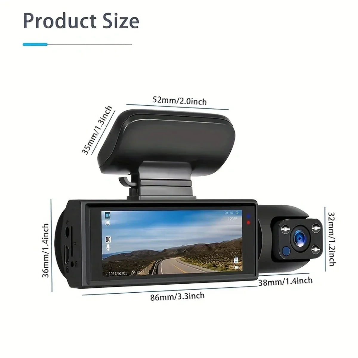 Free 64GB card,Dual camera,Dash Cam for cars,Front And Inside,car camera with IR Night Vision,Loop Recording,wide angle Car DVR