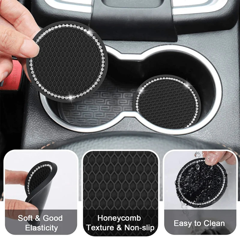 2pcs Car Coaster Water Cup Bottle Holder Anti-slip Pad Mat Silica Gel Waterproof For Interior Decoration Car Styling Accessories